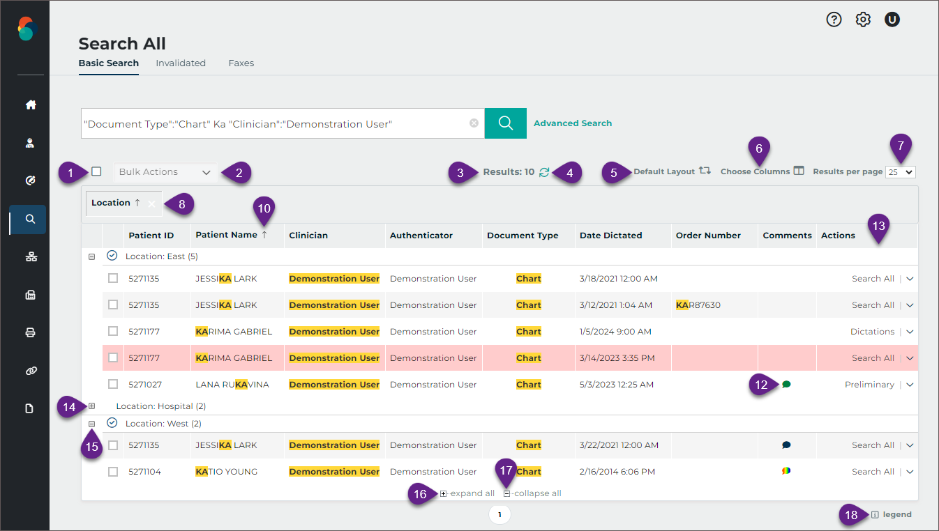 Patients Data Grid