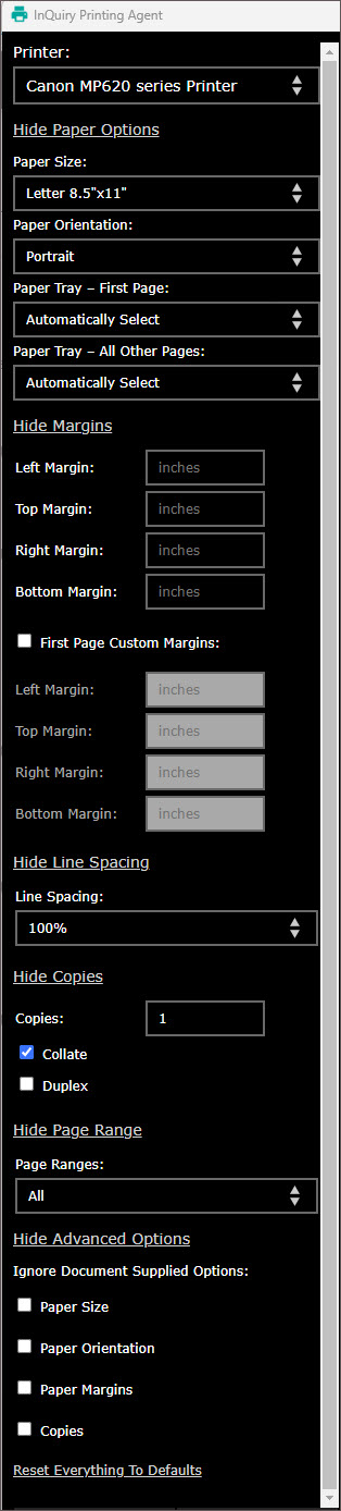 Print Settings